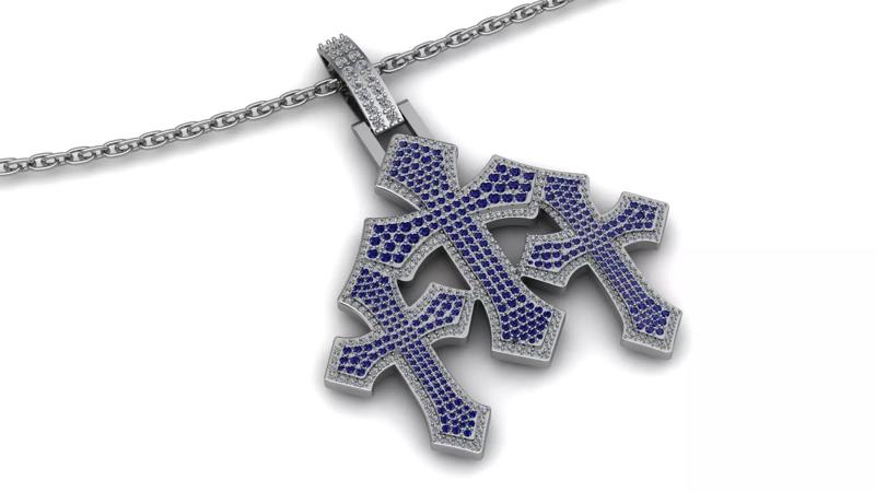 Cross Hiphop Pendent 3d Model Printable