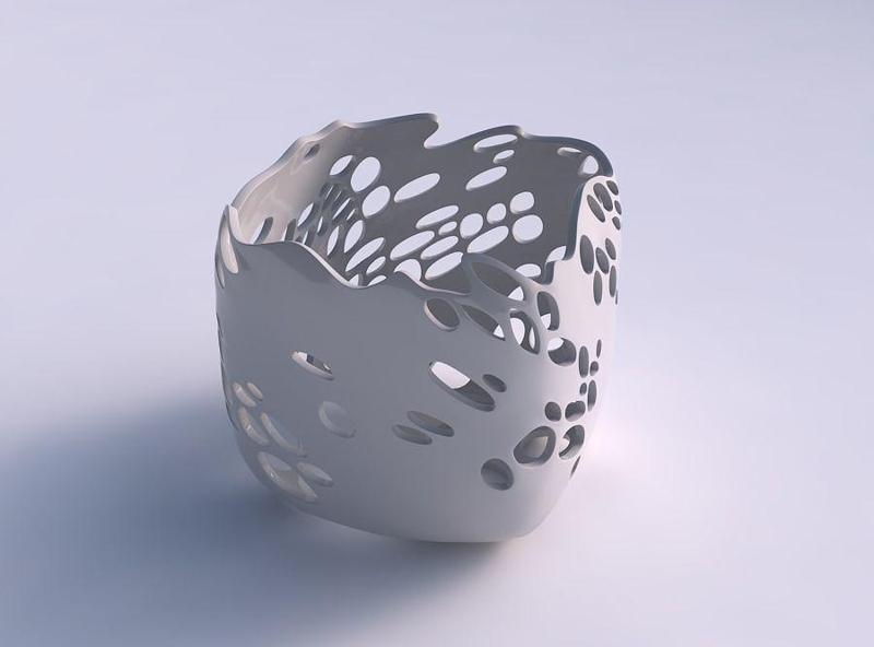 Vase quadratic stumpy with twisted bubbles holes