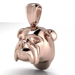 Bull Dog Head Pendant Charm Necklace 3D Model