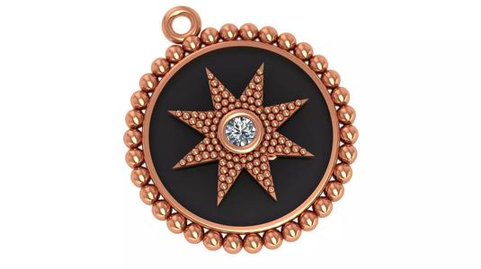 Diamond Star Black Enamel Paint Pendant Necklace