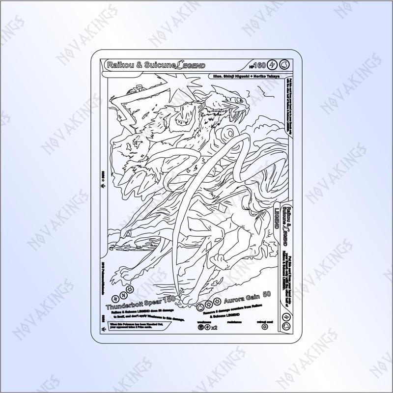 Raikou e Suicune Legend Pokemon Card Vector SVG PDF DXF Laser Cutter File