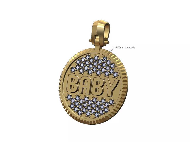 Baby diamond iced fluted bezel pendant with bail