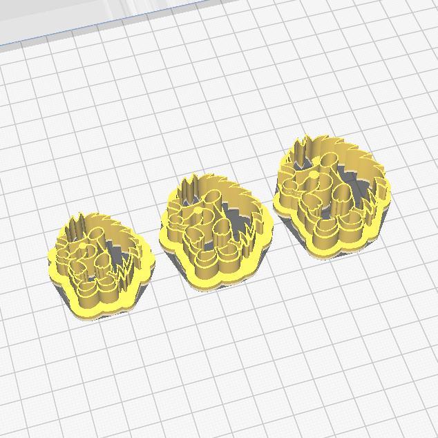 polymer clay cutter in 3 sizes, hedgehog