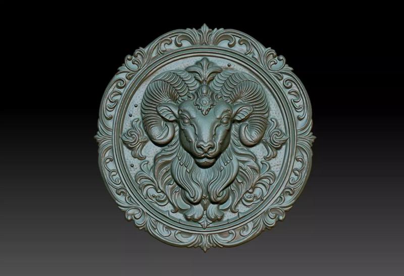 Aries Zodiacl Bas Relief Pendant 230823