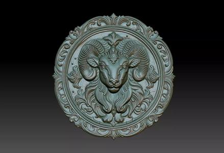 Aries Zodiacl Bas Relief Pendant 230823