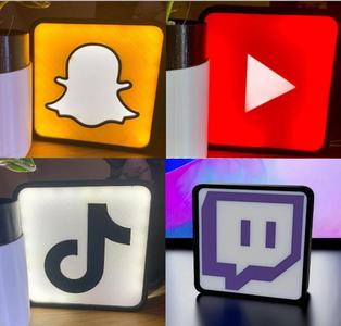 LOGO TIKTOK, SNAP, YOUTUBE,TWITCH LUMINOUS