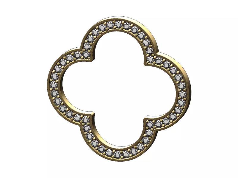 Diamond quatrefoil ornament pendant and charm