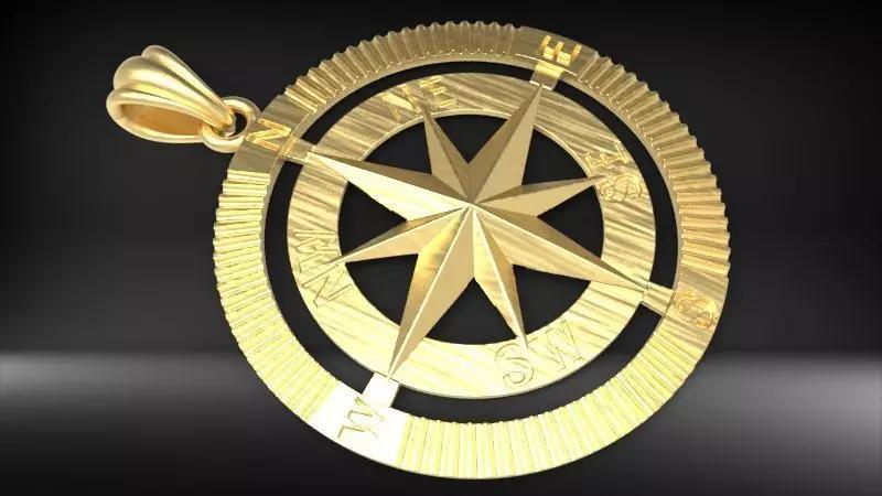 Round Compass Pendant Charm Necklace Jewelry