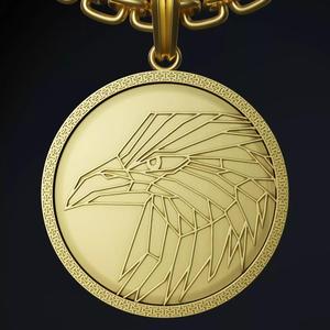 Eagle Stylized Pendant Coin Amulet Necklace
