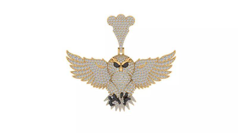 Majestic Iced-Out Owl Diamond Pendant