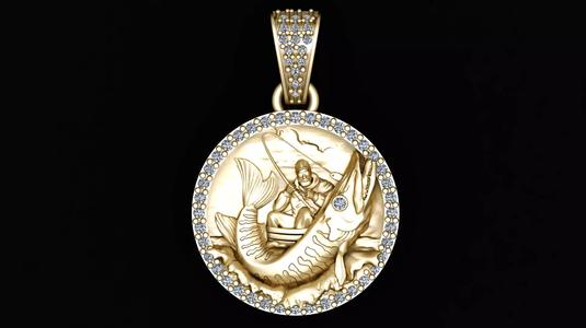 FISHING COIN PENDANT 3D PRINTABLE MODEL