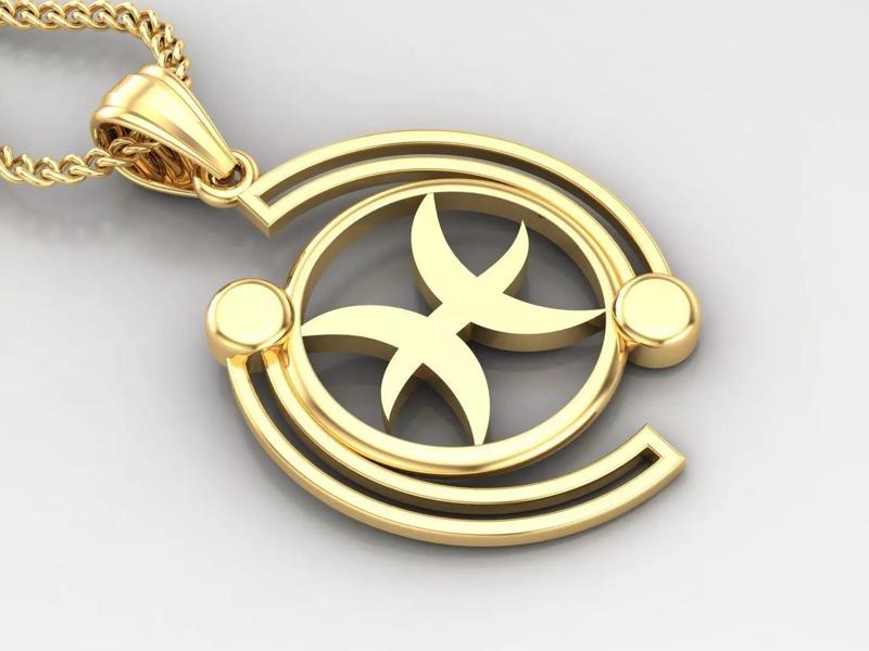 Galaxy Pisces Light Gold Pendant Version 8