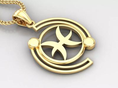 Galaxy Pisces Light Gold Pendant Version 8