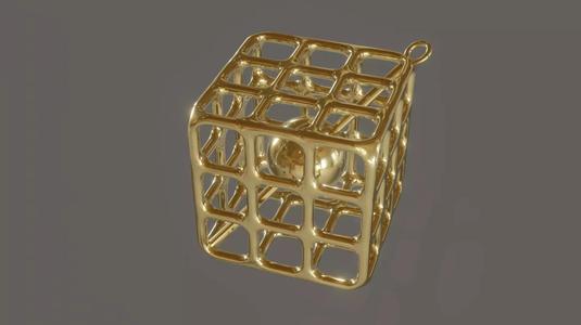 Magical ball lattice cube lost wax resin print pendant