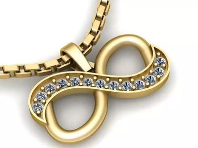 Heart Diamond infinity Pendant 3d Printable Model