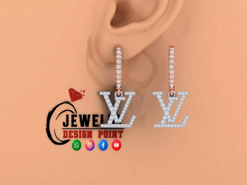 Custom Diamond Hoops Earring - Louis Vuitton Earrings - Unisex