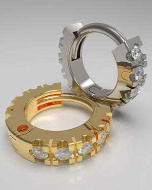 Ear piercing-nose piercing-septum ring with gems 5mm
