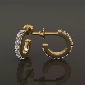 Earring Diamond Hoop Box Opened Back 7mm Inside Diameter