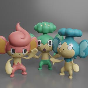 Pokemon - Panpour, Pansage and Pansear