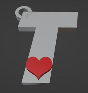 KEYCHAIN LETTER T WITH HEART