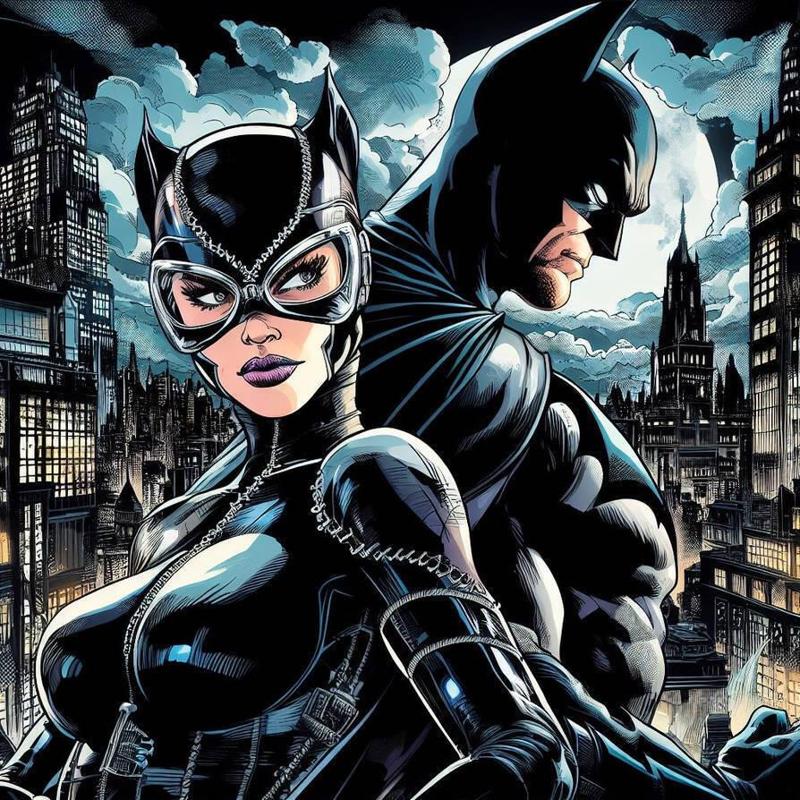 Batman and Catwoman Filament Painting