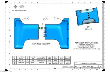 3D Printable Case for Project Tango w/Semi-Flex finger joints 