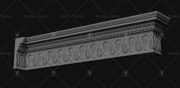 Architectural ceiling Cornice Palms dollhouse 3D print model