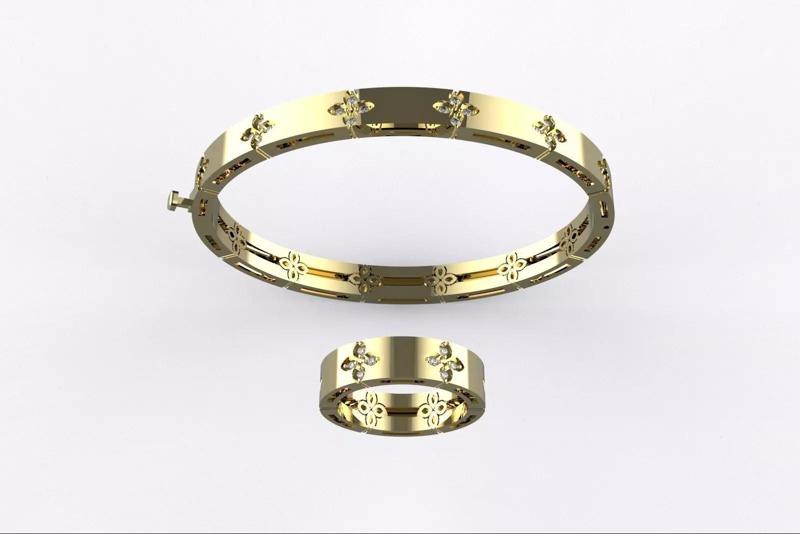 Roberto Ring and Bracelet with stones SET-0031