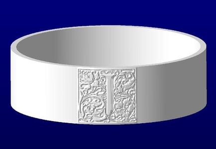 J Bangle ornate ring with letter i