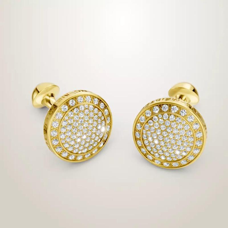 Montblanc Royal Round Cufflinks Solid Yellow Gold Full Diamonds