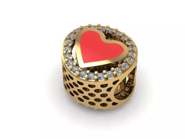 painted heart and stones charm ball