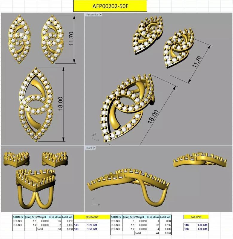 Small and steady earrings and pendent set