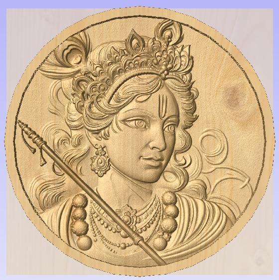 Hindu Deity 3D Relief – Lord Krishna  Style STL for CNC Engraving