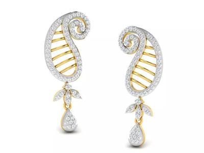 Gold Diamond Women Earring 3D print Model