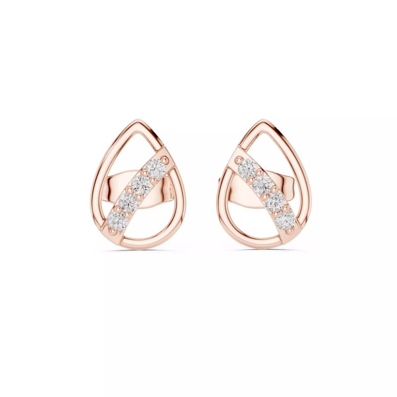 Round Cut Diamond pear Shape Stud Earring 3DM STL Video