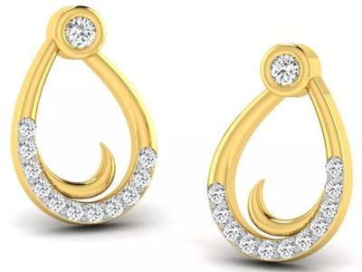 Gold Diamond Women Earring 3D print Model