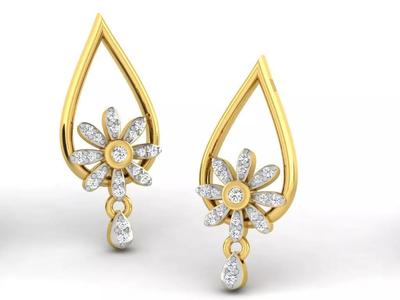 Gold Diamond Women Earring 3D print Model