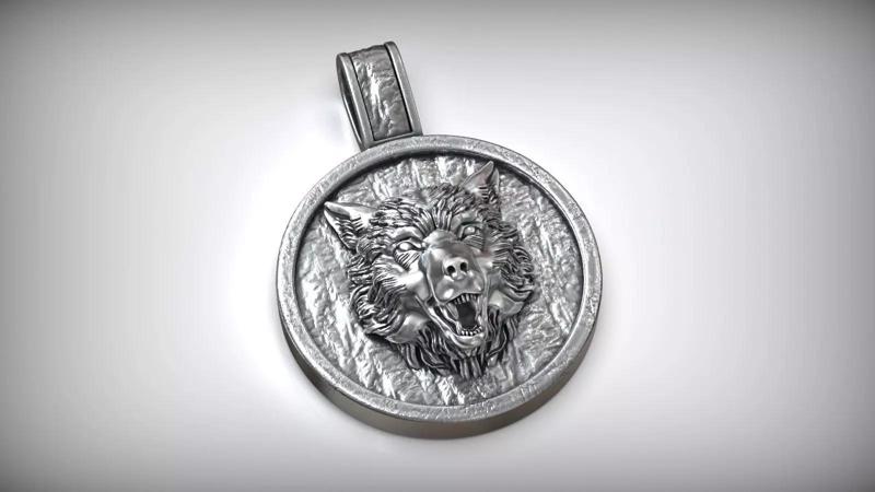 American Gray Wolf Amulet Pendant