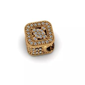 Jewelry gold square ring with diamonds