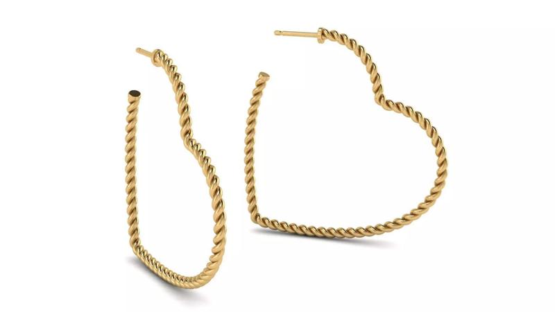 Cable Heart Hoop Earrings 40 mm