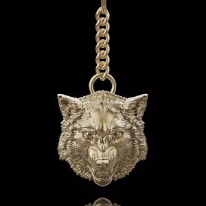 Wolf key silver gold jewelry printable 3d model