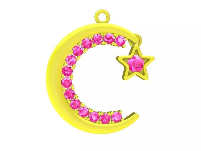 7049 Moon Star diamond women pendant