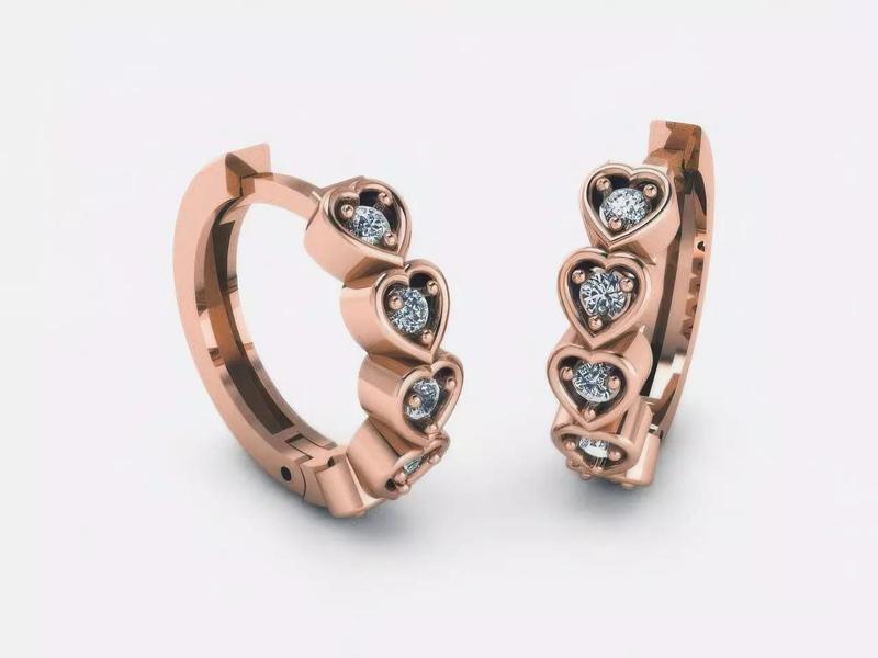 Heart Love Valentine Diamond Hoops Earrings