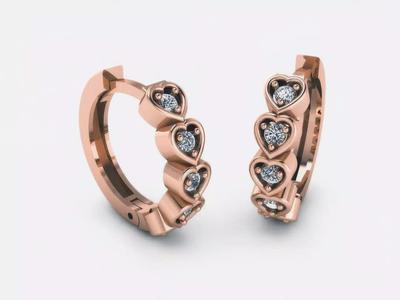 Heart Love Valentine Diamond Hoops Earrings
