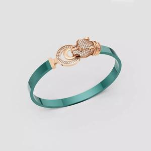3D Printable Jewelry design of Bangle with Tiger Face