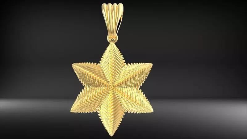 Dainty textured style Italian Star Pendant