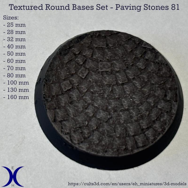 Round Bases Set – Paving Stones 48 Texture (25–160mm) | Perfect for Tabletop Wargames & RPG's