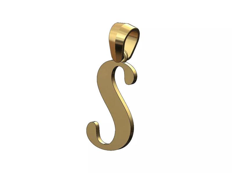 S letter initial berkshire swash font pendant charm bail