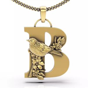 Letter B pendant   silver gold jewelry printable 3D models