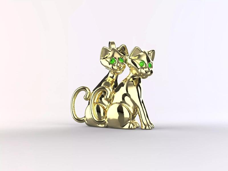 Double Cat Pendant